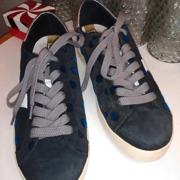 D.A.T.E suede navy polkadot sneakers Size 8 1/2 - Picture 3 of 10